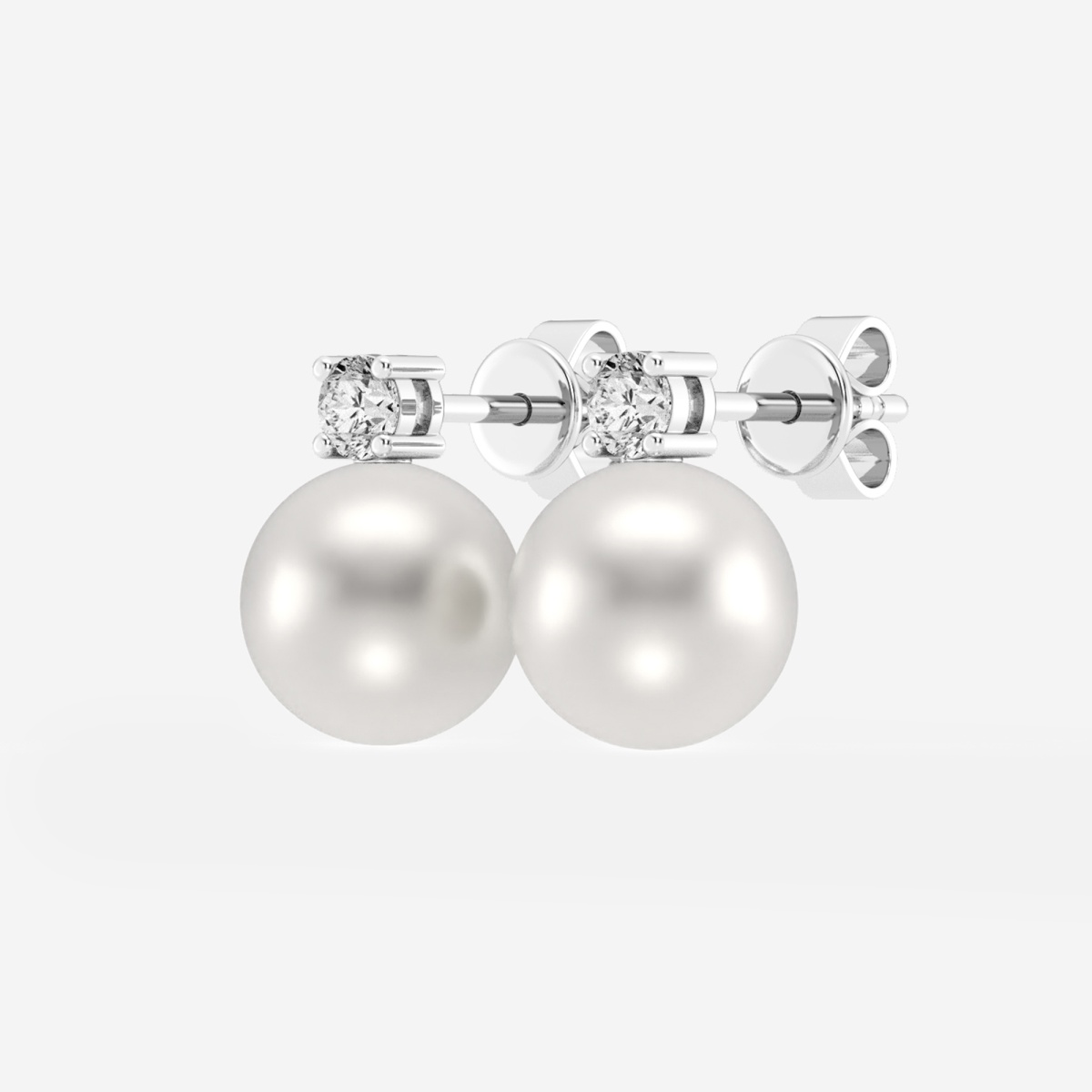 Additional Image 1 for  8.5 - 9.0 mm Cultured Freshwater Pearl and 1/5 ctw Lab Grown Diamond Stud Earrings