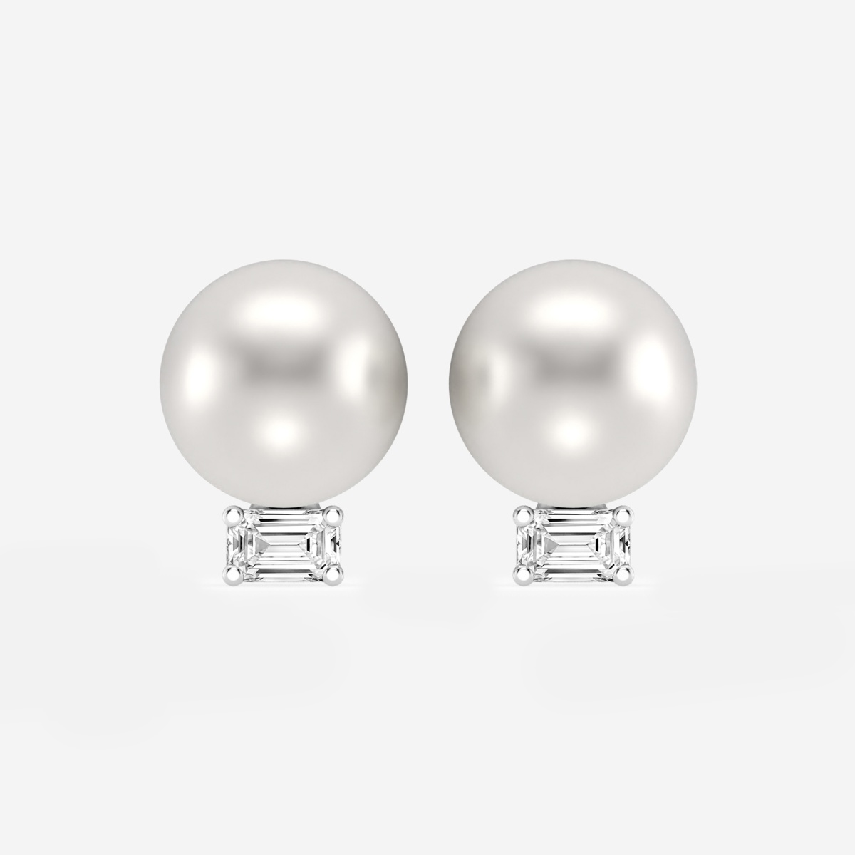 9.5 - 10.0 mm Cultured Freshwater Pearl and 1/2 ctw Lab Grown Diamond Stud Earrings