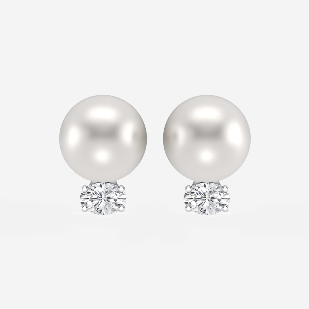 9.5 - 10.0 mm Cultured Freshwater Pearl and 1 ctw Lab Grown Diamond Stud Earrings
