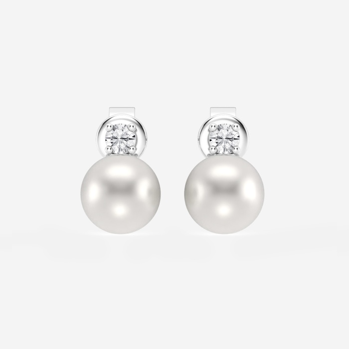 6.5 - 7.0 mm Cultured Freshwater Pearl and 0 ctw Lab Grown Diamond Stud Earrings