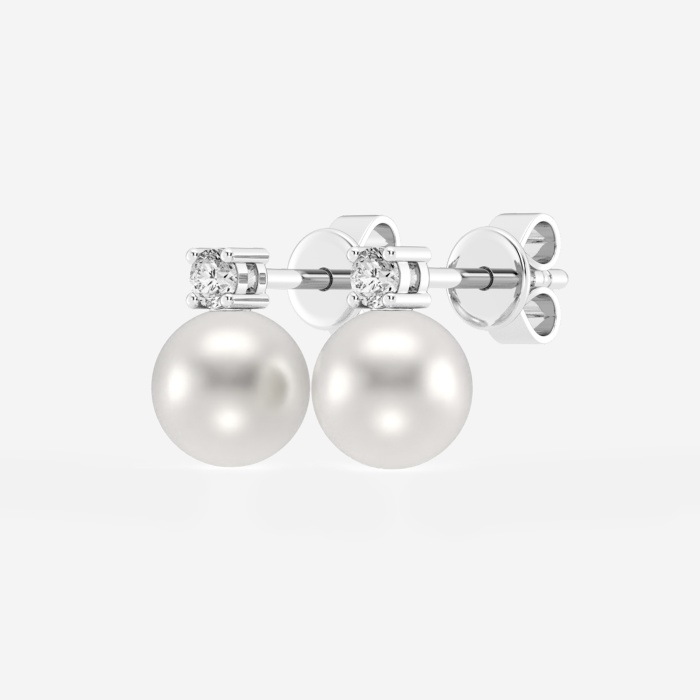 6.5 - 7.0 mm Cultured Freshwater Pearl and 0 ctw Lab Grown Diamond Stud Earrings