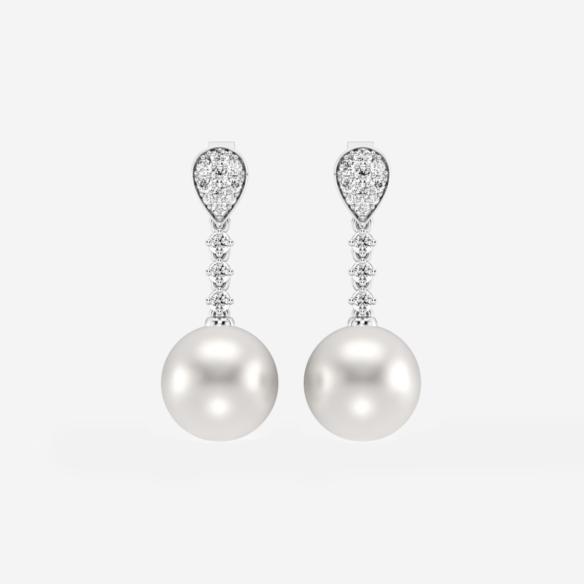 9.5 - 10.0 mm Cultured Freshwater Pearl and 1/3 ctw Lab Grown Diamond Linear Drop Earrings