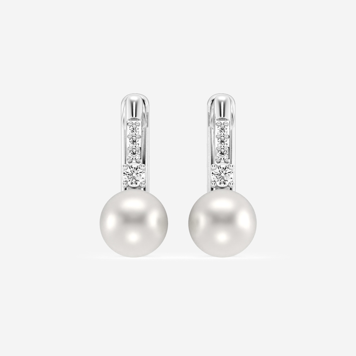 5.5 - 6.0 mm Cultured Freshwater Pearl and 1/10 ctw Lab Grown Diamond Leverback Drop Earrings
