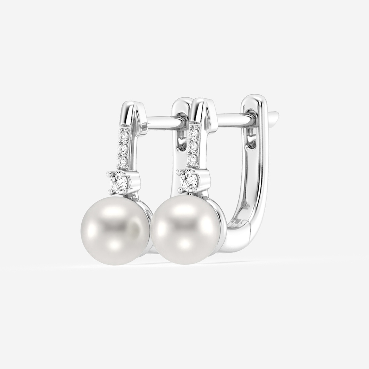 Additional Image 1 for  5.5 - 6.0 mm Cultured Freshwater Pearl and 1/10 ctw Lab Grown Diamond Leverback Drop Earrings