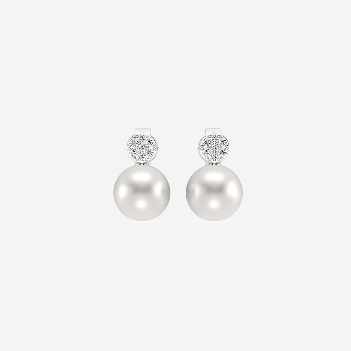 7.5 - 8.0 mm Cultured Freshwater Pearl and 1/10 ctw Lab Grown Diamond Stud Earrings