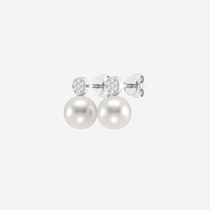 7.5 - 8.0 mm Cultured Freshwater Pearl and 1/10 ctw Lab Grown Diamond Stud Earrings