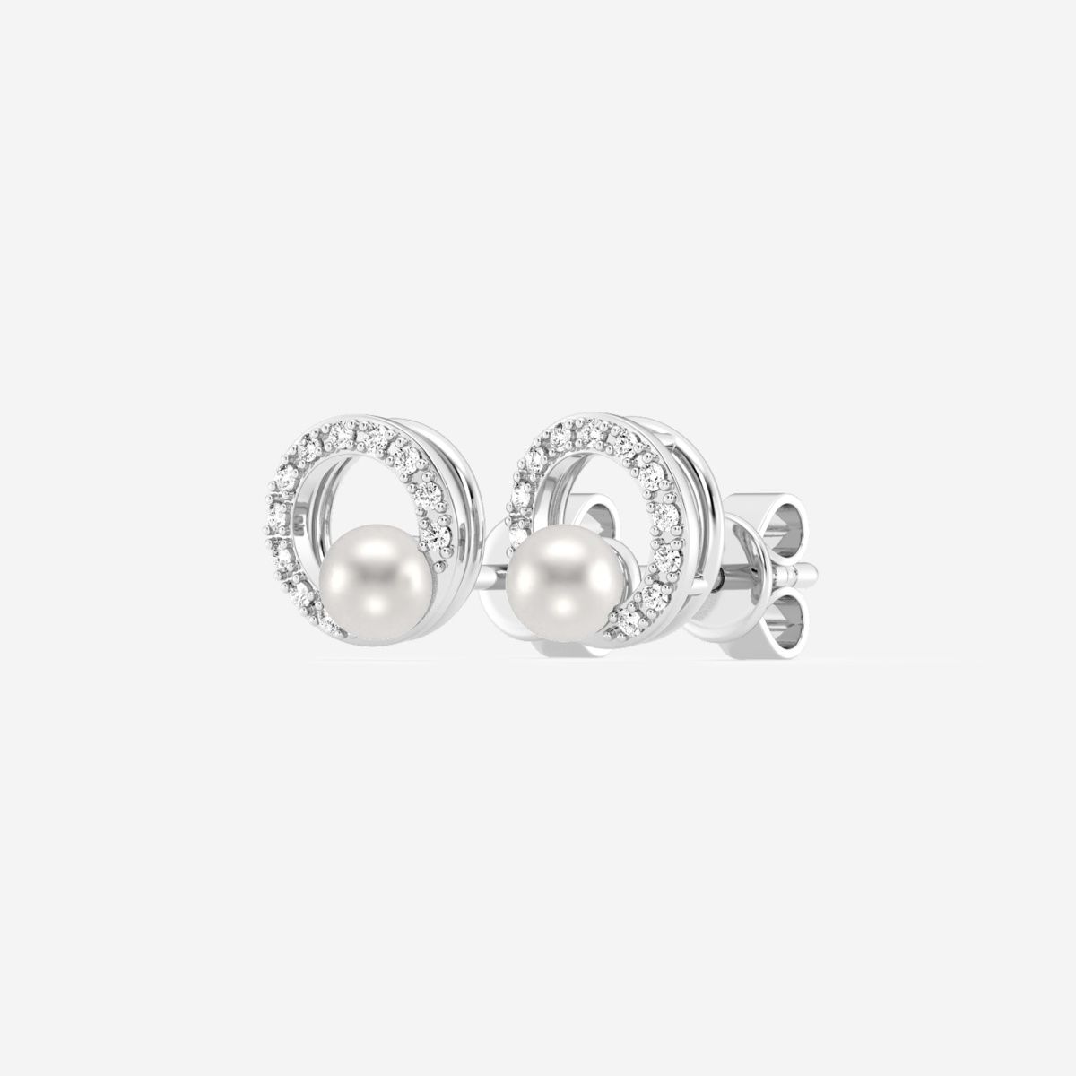 Additional Image 1 for  3.5 - 4.0 mm Cultured Freshwater Pearl and 1/10 ctw Lab Grown Diamond Circle Drop Earrings