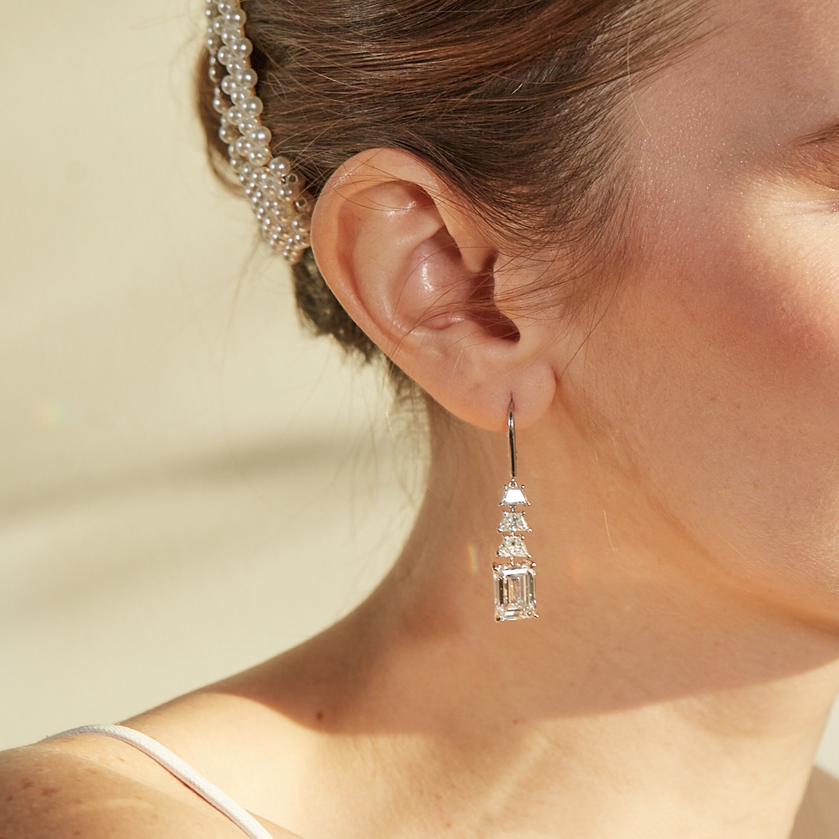 Additional Image 2 for  10 ctw Emerald Lab Grown Diamond Dangle Earrings