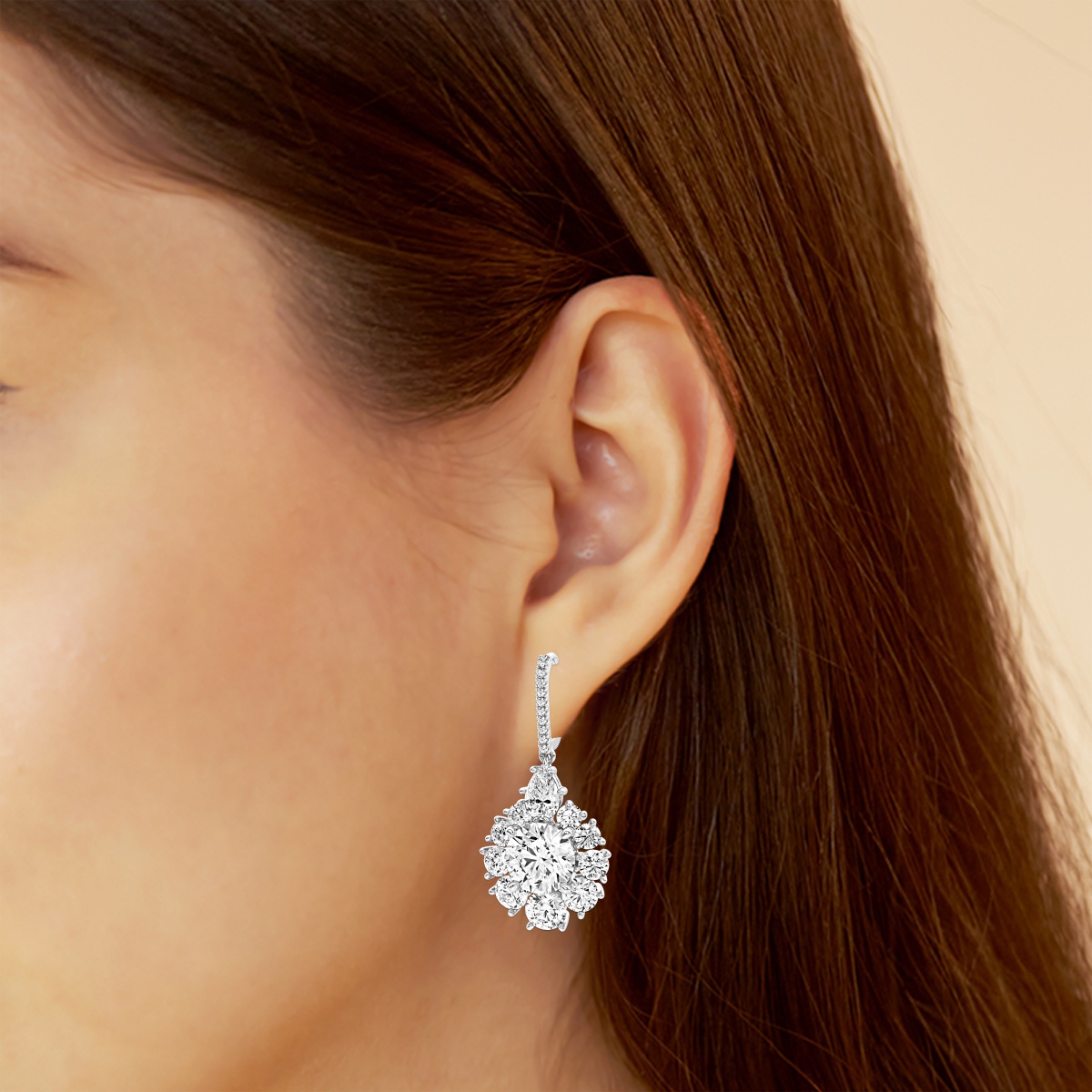 Additional Image 2 for  8 1/10 ctw Round Lab Grown Diamond Drop Earrings
