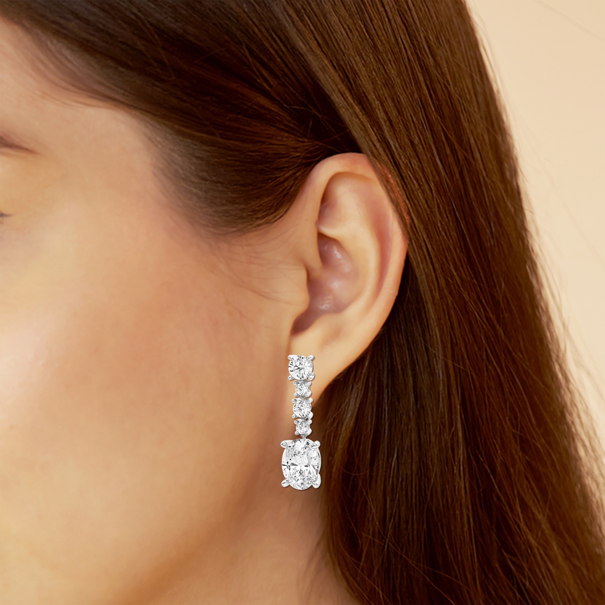 Additional Image 2 for  5 1/4 ctw Oval Lab Grown Diamond Dangle Earrings