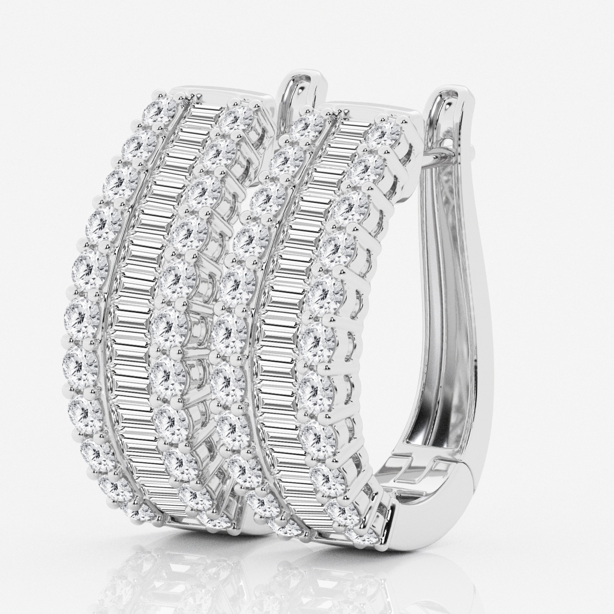 Additional Image 1 for  5 ctw Baguette and Round Lab Grown Diamond Hoop Earrings