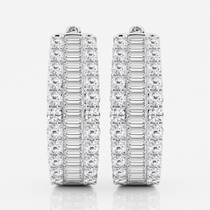 5 ctw Baguette and Round Lab Grown Diamond Hoop Earrings