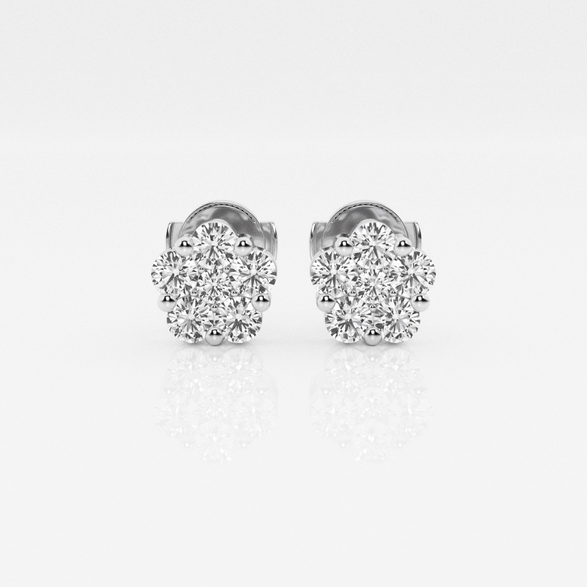 1 ctw Round Lab Grown Diamond Flower Stud Earrings