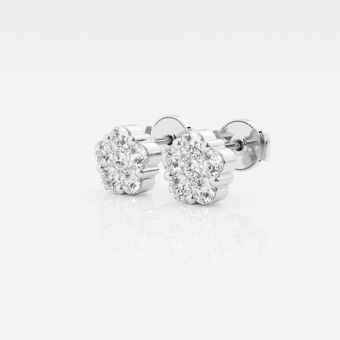 1 ctw Round Lab Grown Diamond Flower Stud Earrings