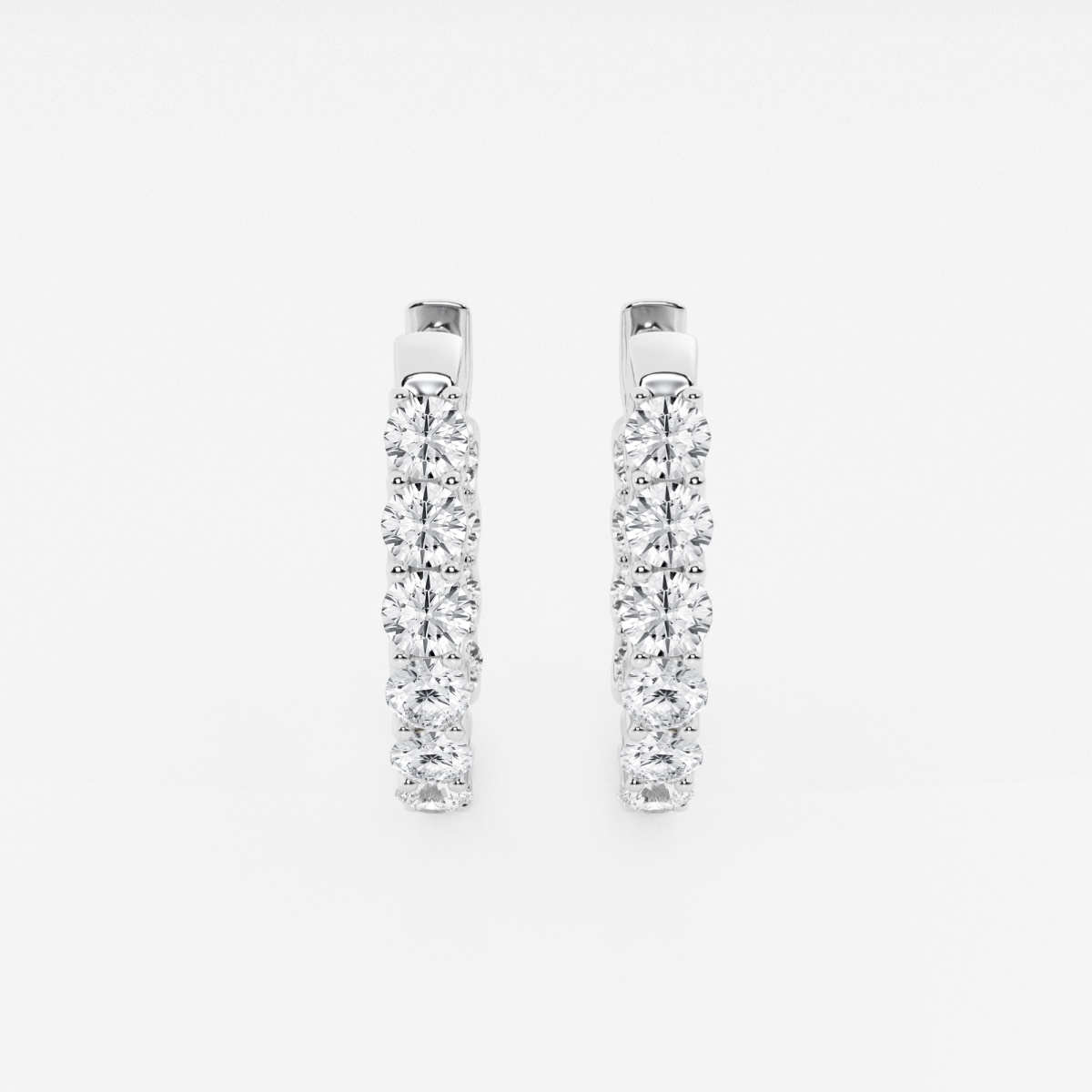 3 ctw Round Lab Grown Diamond Oval-Shaped Inside Out Hoop Earrings