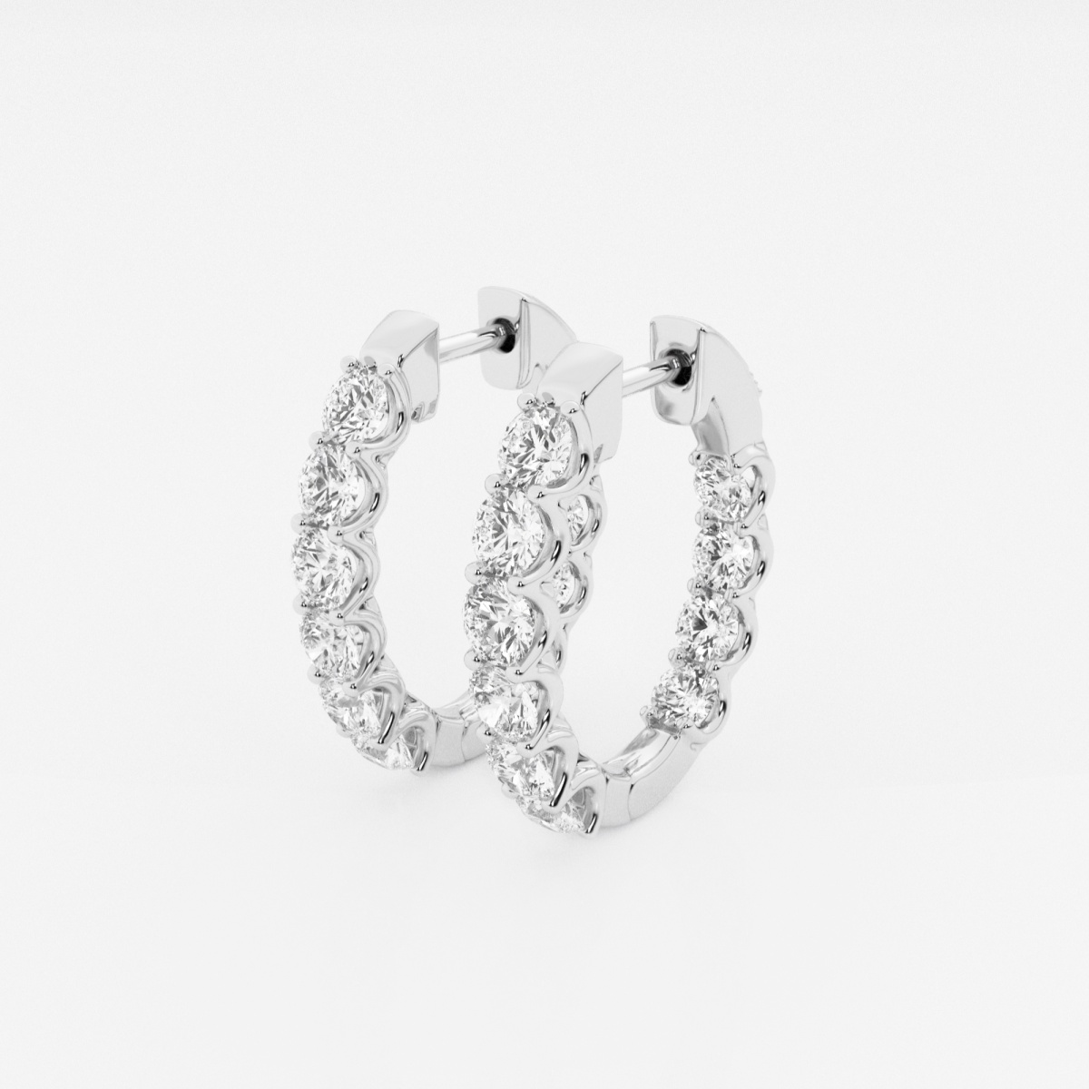 Additional Image 1 for  3 ctw Round Lab Grown Diamond Oval-Shaped Inside Out Hoop Earrings