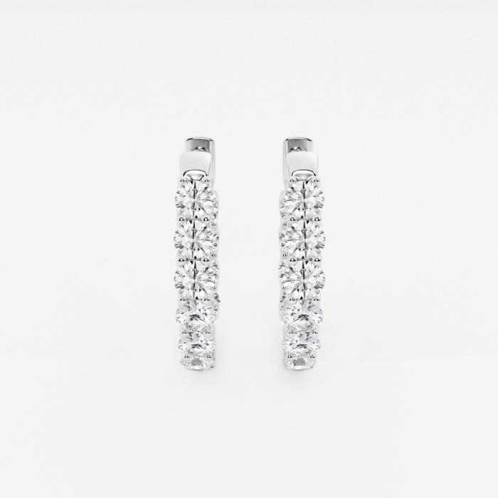 3 ctw Round Lab Grown Diamond Oval-Shaped Inside Out Hoop Earrings