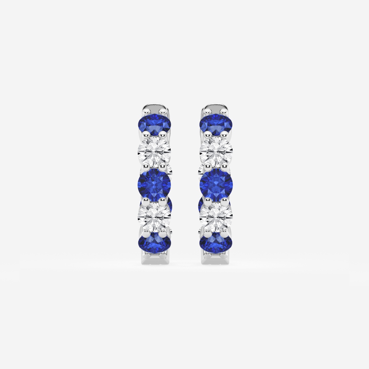 3.1 mm Round Created Sapphire and 1 ctw Round Lab Grown Diamond Inside Out Hoop Earrings