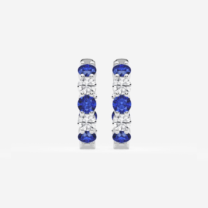 3.1 mm Round Created Sapphire and 1 ctw Round Lab Grown Diamond Inside Out Hoop Earrings
