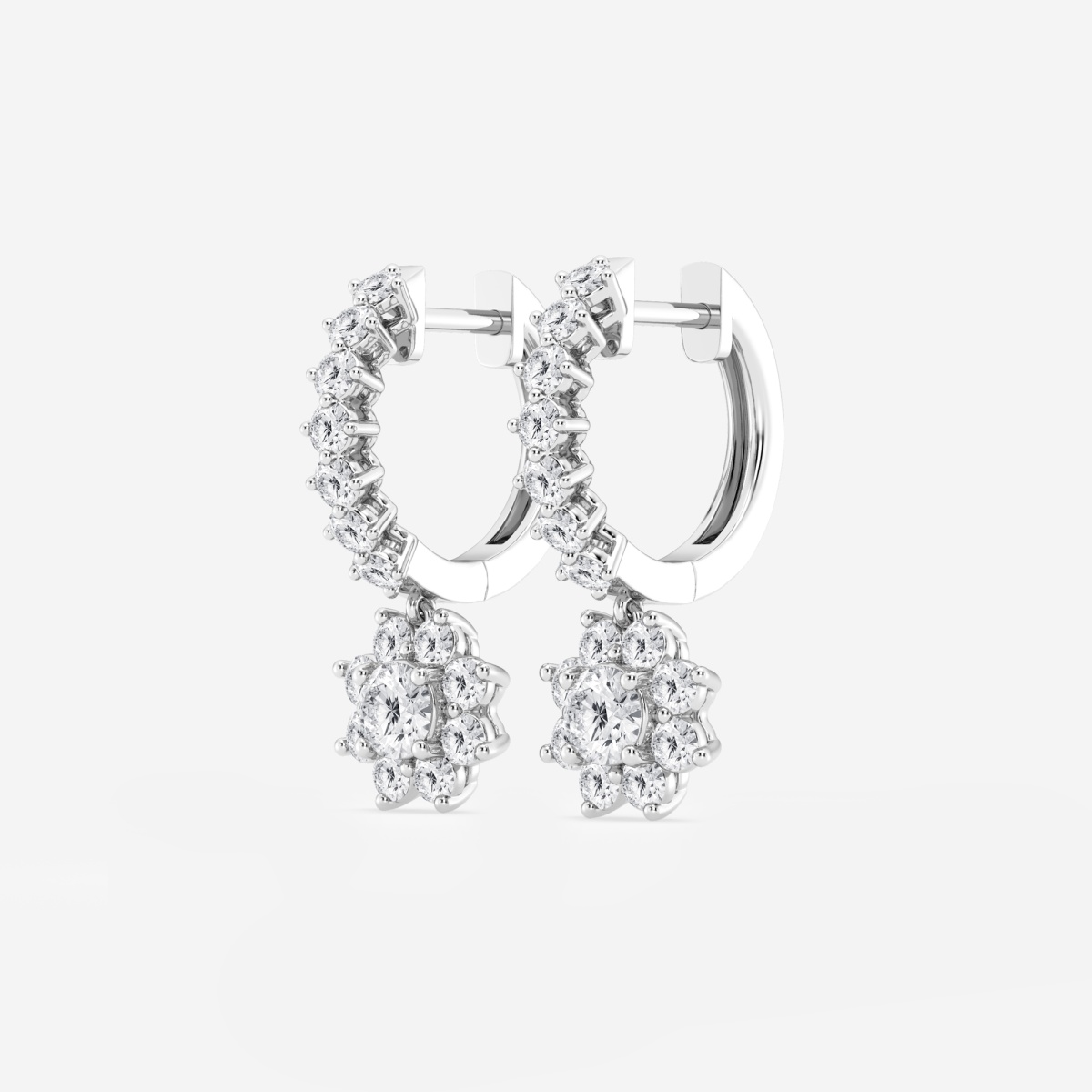 Additional Image 1 for  1 1/3 ctw Round Lab Grown Diamond Sunflower Drop with Petite Hoop Earrings