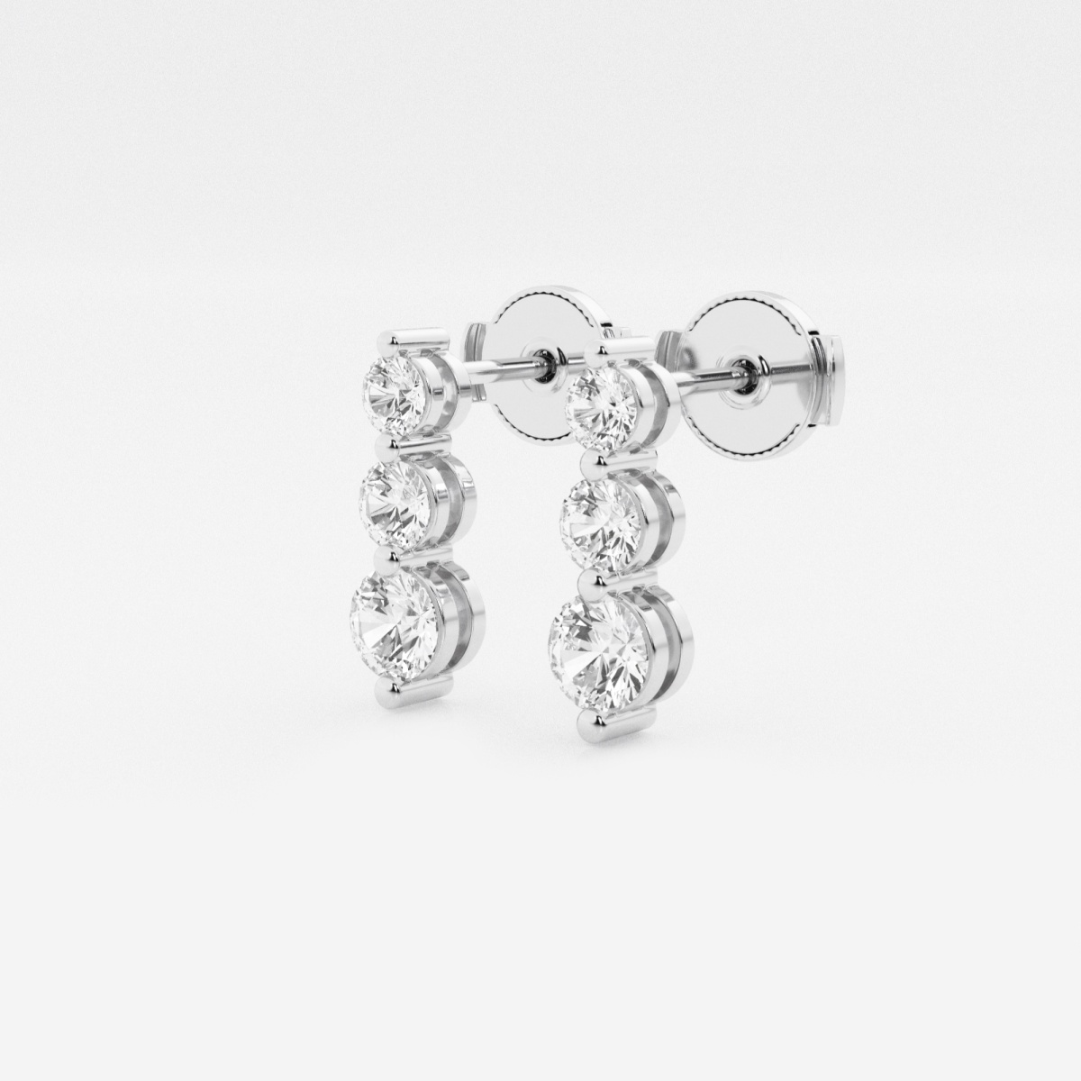 Additional Image 1 for  1 ctw Round Lab Grown Diamond Three-Stone Drop Earrings