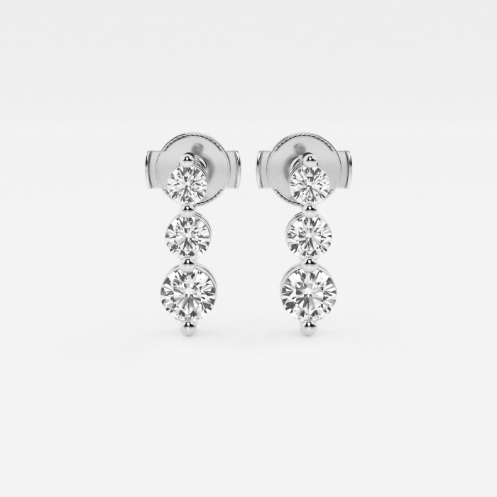 1 ctw Round Lab Grown Diamond Three-Stone Drop Earrings