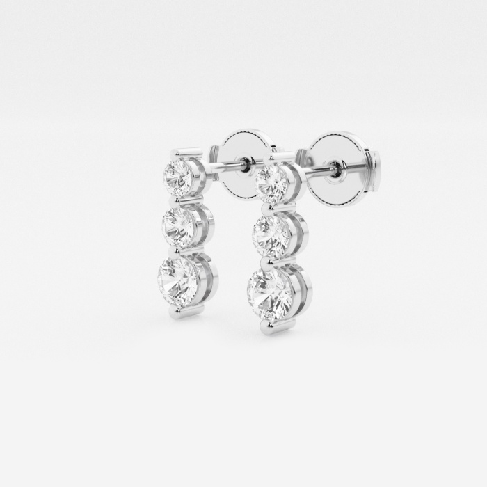 1 ctw Round Lab Grown Diamond Three-Stone Drop Earrings