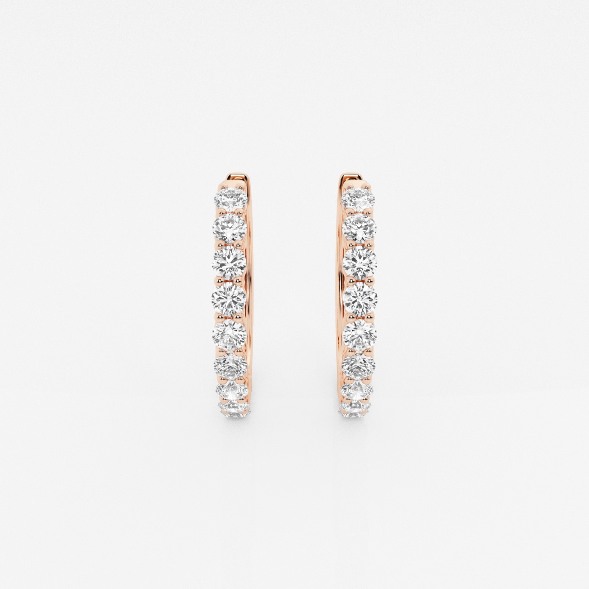 1 ctw Round Lab Grown Diamond Shared Prong Hoop Earrings