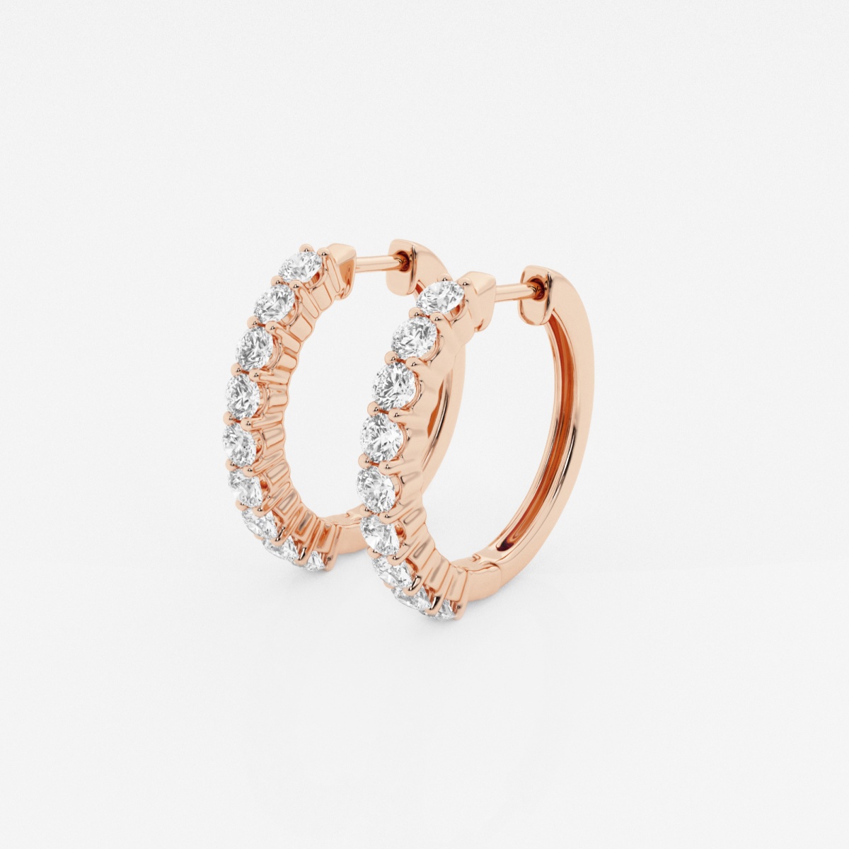 Additional Image 1 for  1 ctw Round Lab Grown Diamond Shared Prong Hoop Earrings