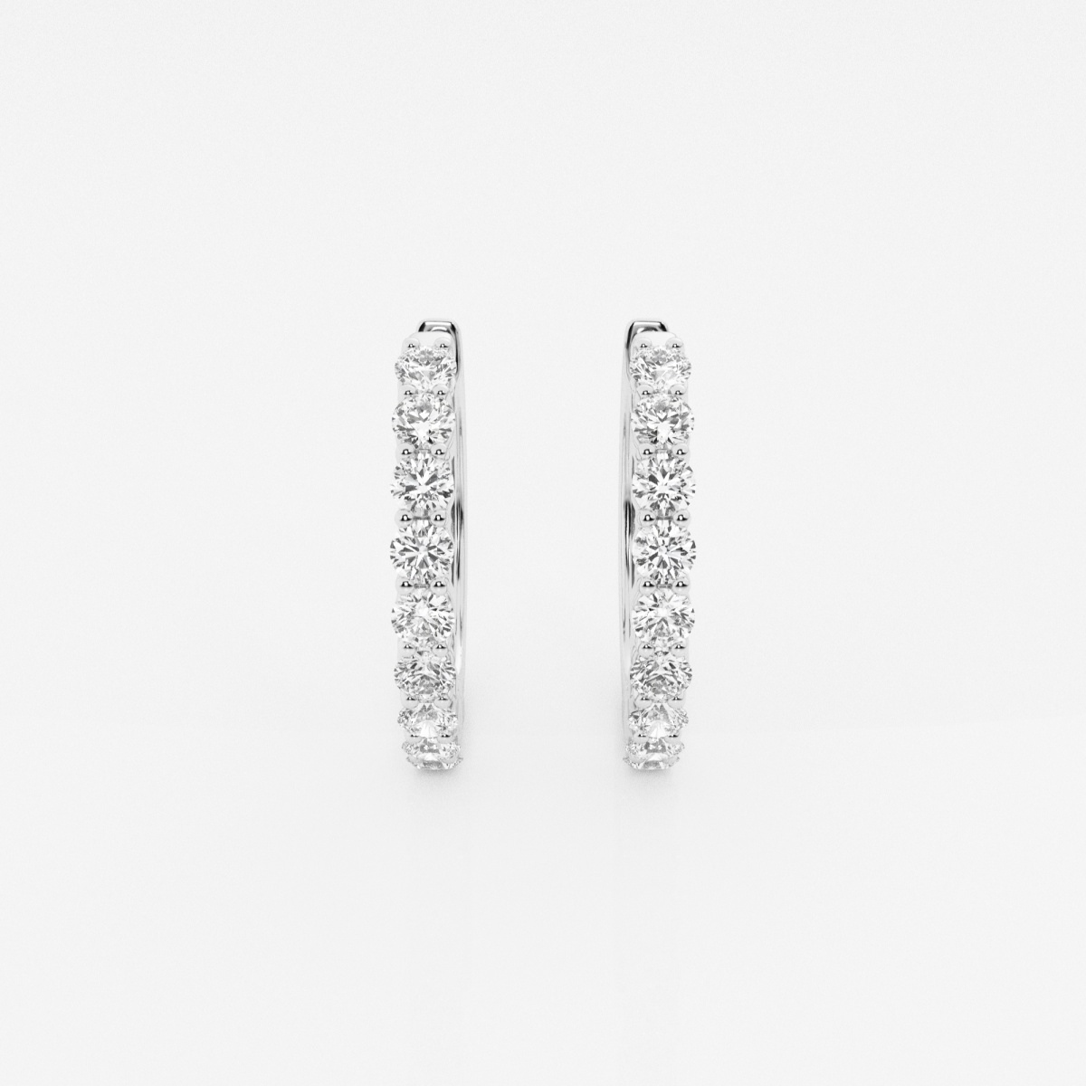 1 ctw Round Lab Grown Diamond Shared Prong Hoop Earrings
