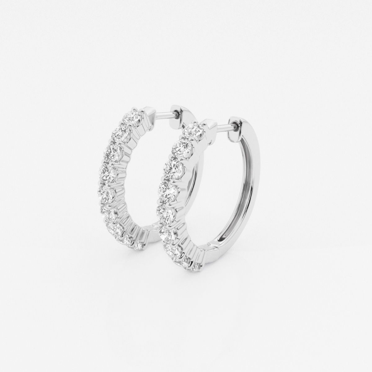 Additional Image 1 for  1 ctw Round Lab Grown Diamond Shared Prong Hoop Earrings