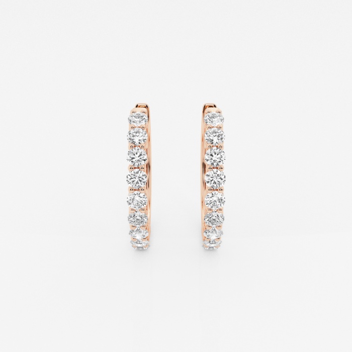 1 ctw Round Lab Grown Diamond Shared Prong Hoop Earrings