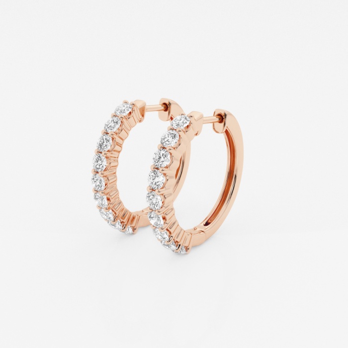 1 ctw Round Lab Grown Diamond Shared Prong Hoop Earrings