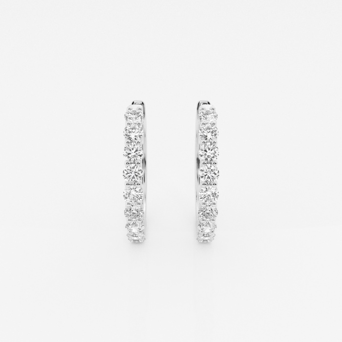 1 ctw Round Lab Grown Diamond Shared Prong Hoop Earrings