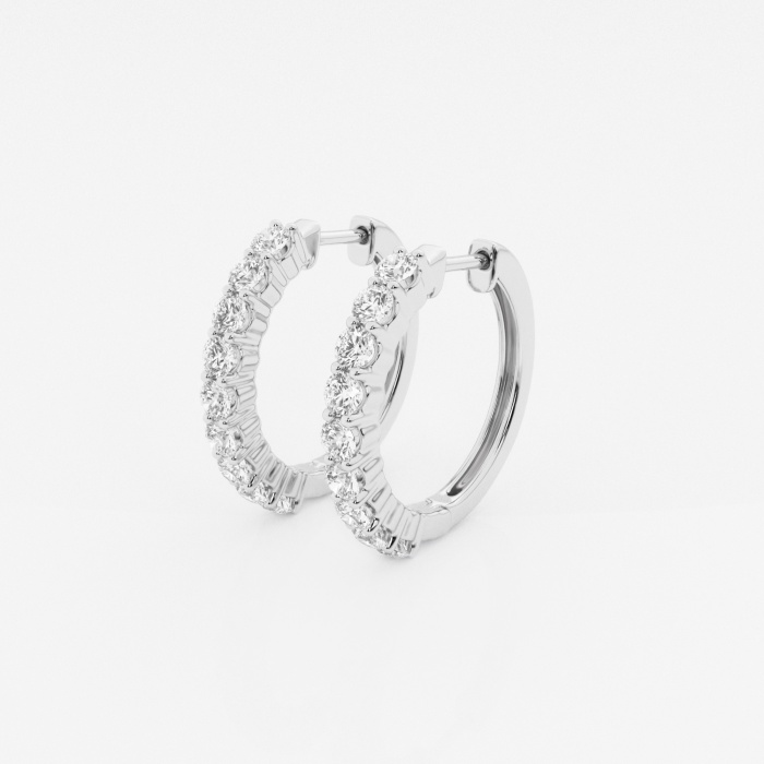 1 ctw Round Lab Grown Diamond Shared Prong Hoop Earrings