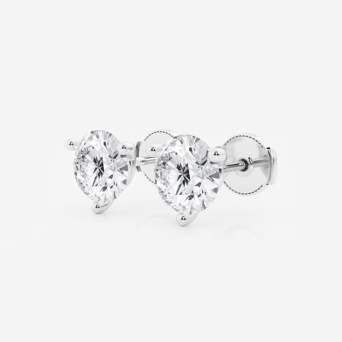 Additional Image 1 for  4 ctw Round Near-Colorless Lab Grown Diamond Three Prong Martini Stud Earrings