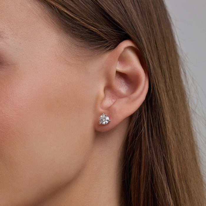 4 ctw Round Near-Colorless Lab Grown Diamond Three Prong Martini Stud Earrings