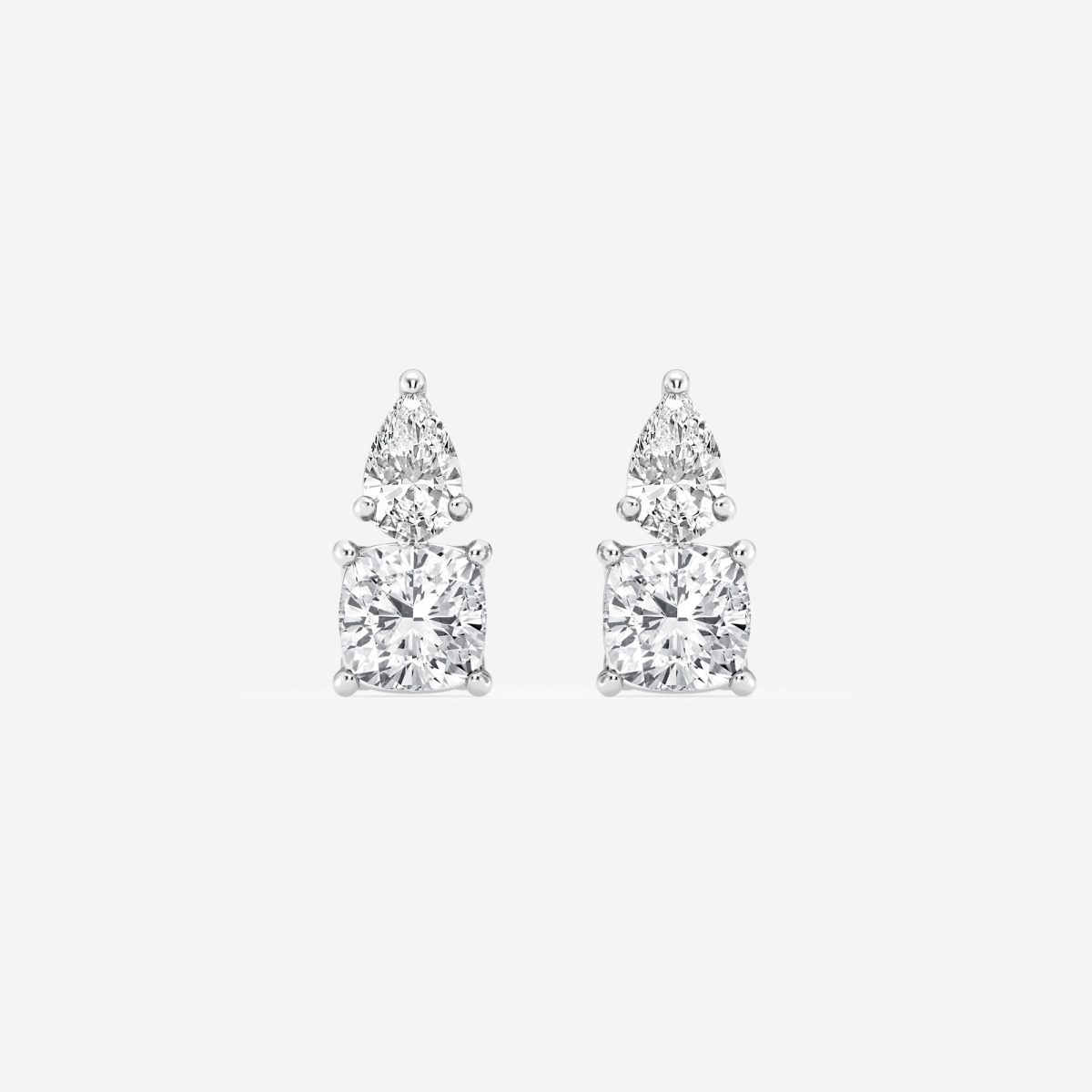 1 1/2 ctw Toi Et Moi Cushion and Pear Stud Earrings