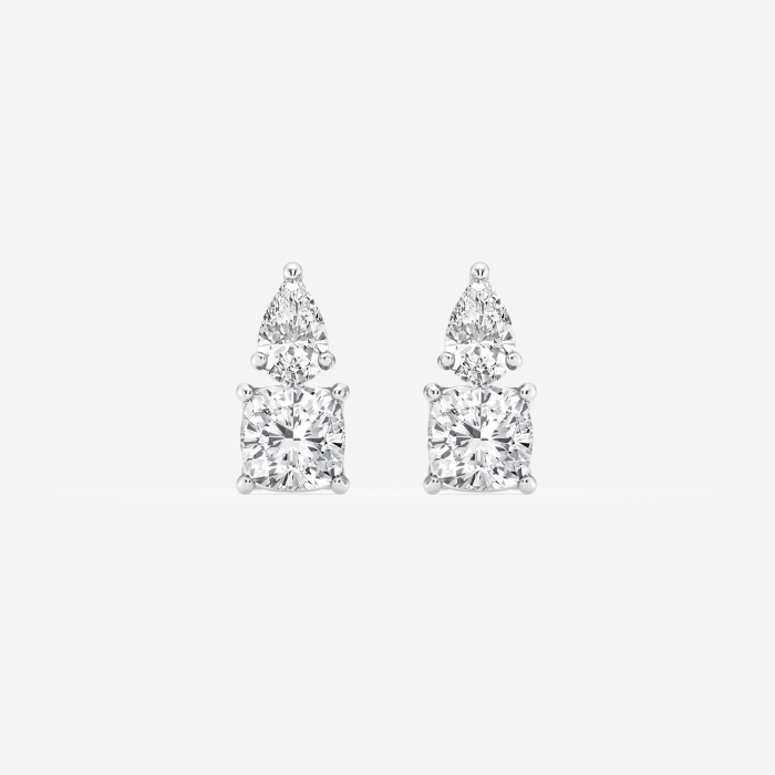 1 1/2 ctw Toi Et Moi Cushion and Pear Stud Earrings