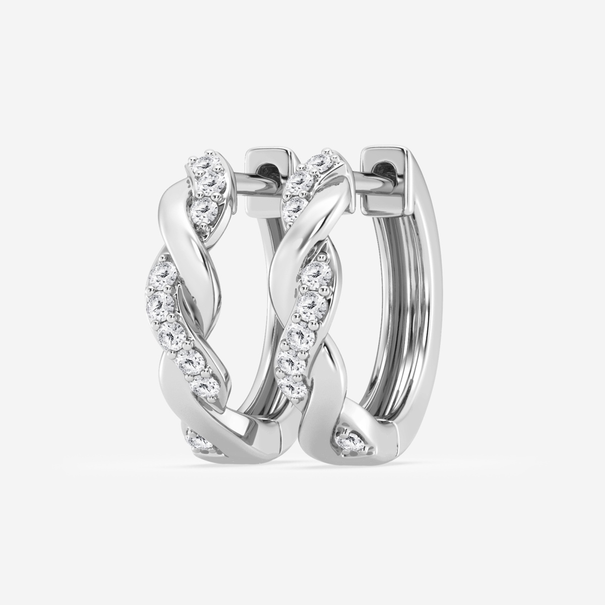 Additional Image 1 for  1/6 ctw Round Lab Grown Diamond Petite Hoop Earrings