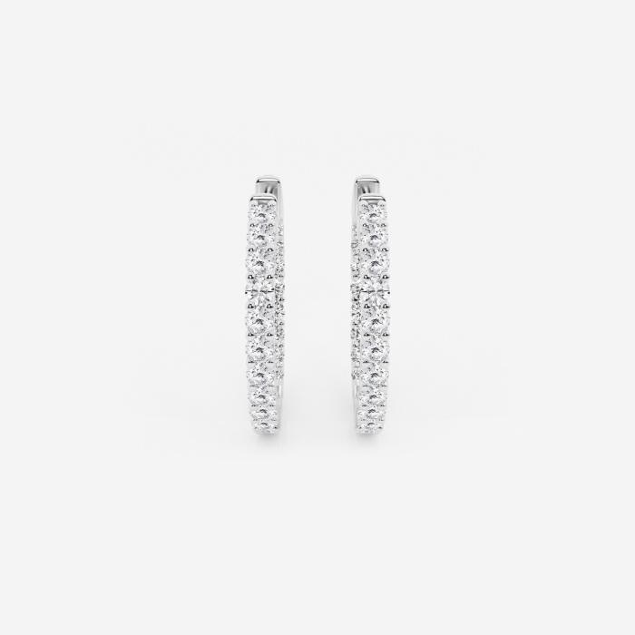 2 ctw Round Lab Grown Diamond Inside Out Hoop Earrings