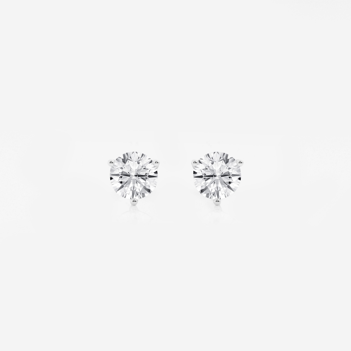 1 ctw Round Lab Grown Diamond Three Prong Martini Stud Earrings