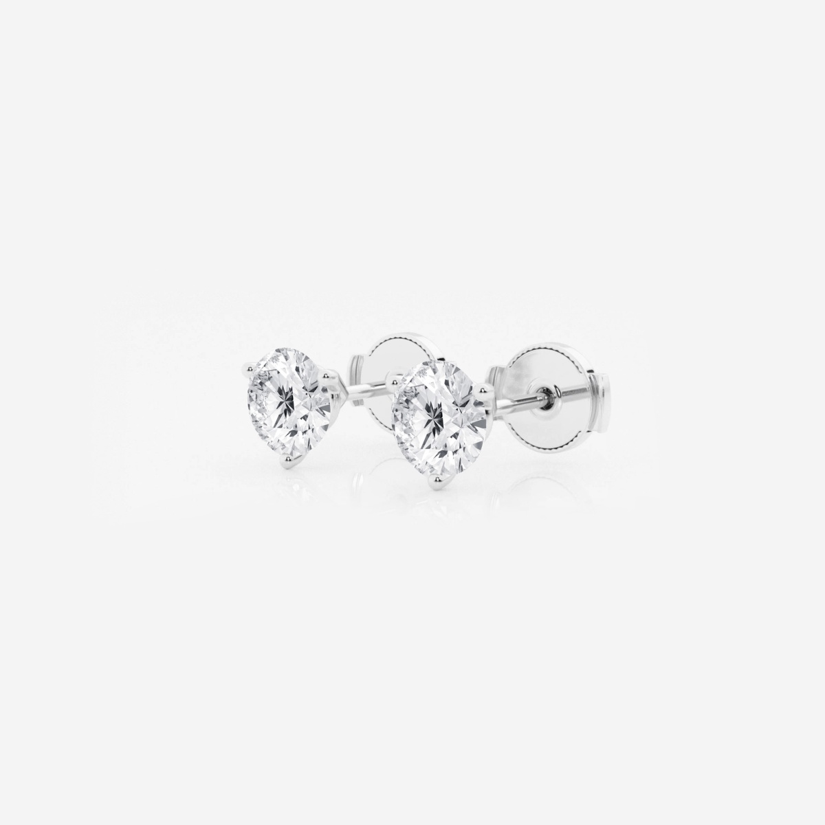 Additional Image 1 for  1 ctw Round Lab Grown Diamond Three Prong Martini Stud Earrings