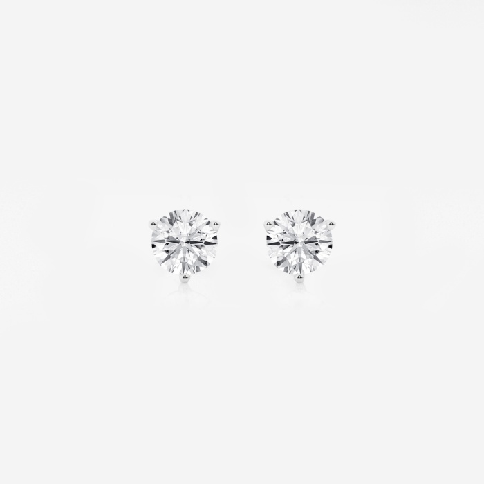 1 ctw Round Lab Grown Diamond Three Prong Martini Stud Earrings