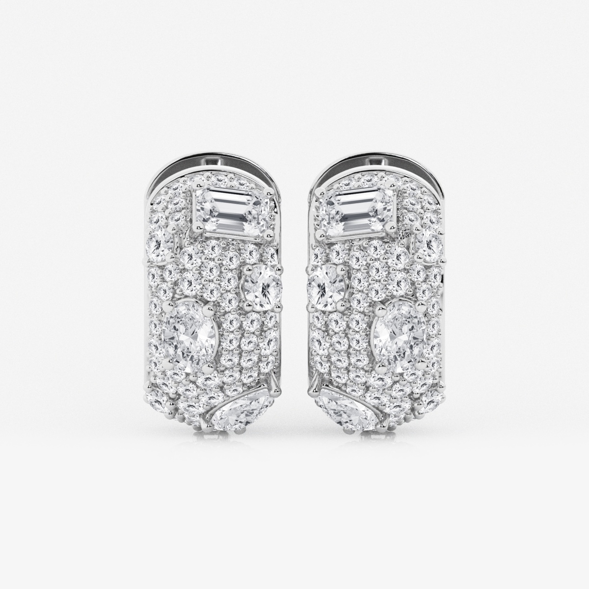 3 1/2 ctw Multi-Shape Lab Grown Diamond Pave Scatter Hoop Earrings