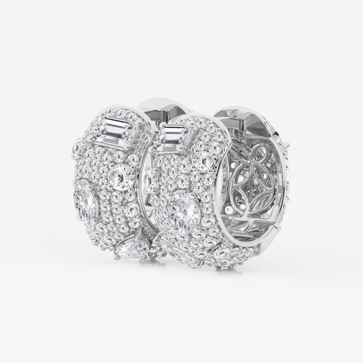 Additional Image 1 for  3 1/2 ctw Multi-Shape Lab Grown Diamond Pave Scatter Hoop Earrings