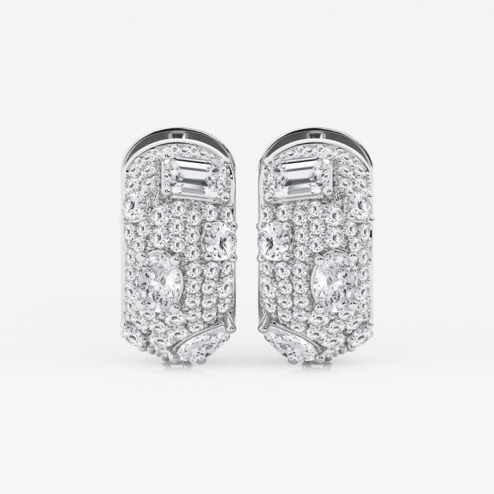 3 1/2 ctw Multi-Shape Lab Grown Diamond Pave Scatter Hoop Earrings