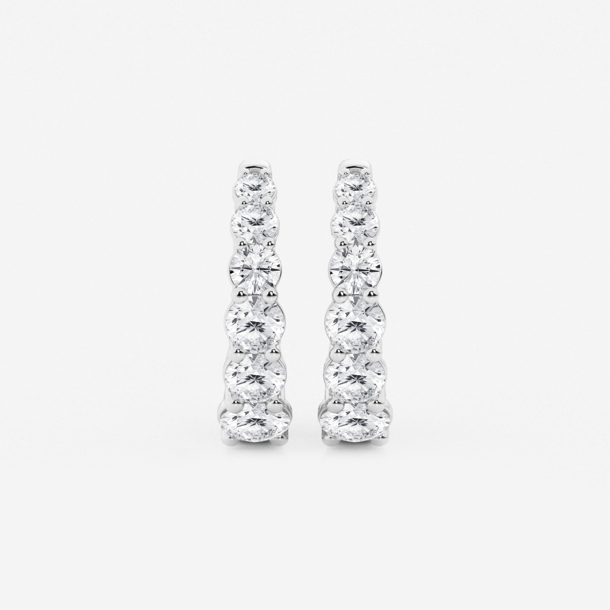 2 ctw Round Lab Grown Diamond Graduated Inside Out Huggie Hoop Earrings