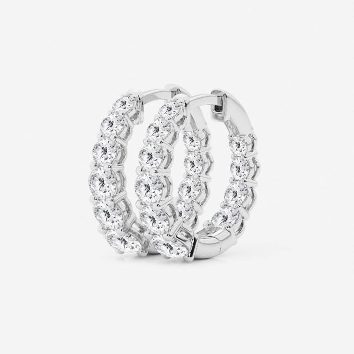 2 ctw Round Lab Grown Diamond Graduated Inside Out Huggie Hoop Earrings