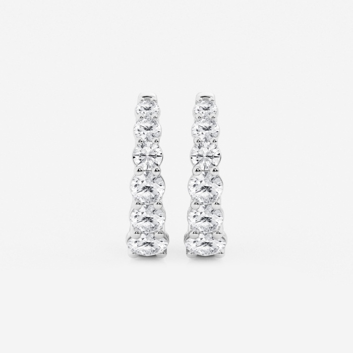 2 ctw Round Lab Grown Diamond Graduated Inside Out Huggie Hoop Earrings